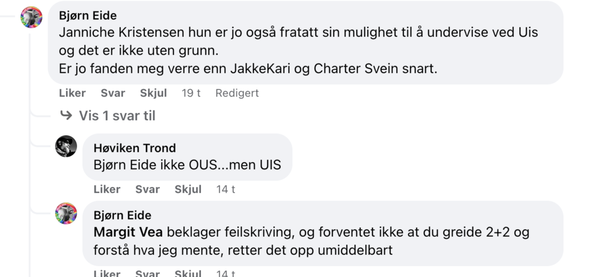 Kommentarer fra Bjørn Eide
