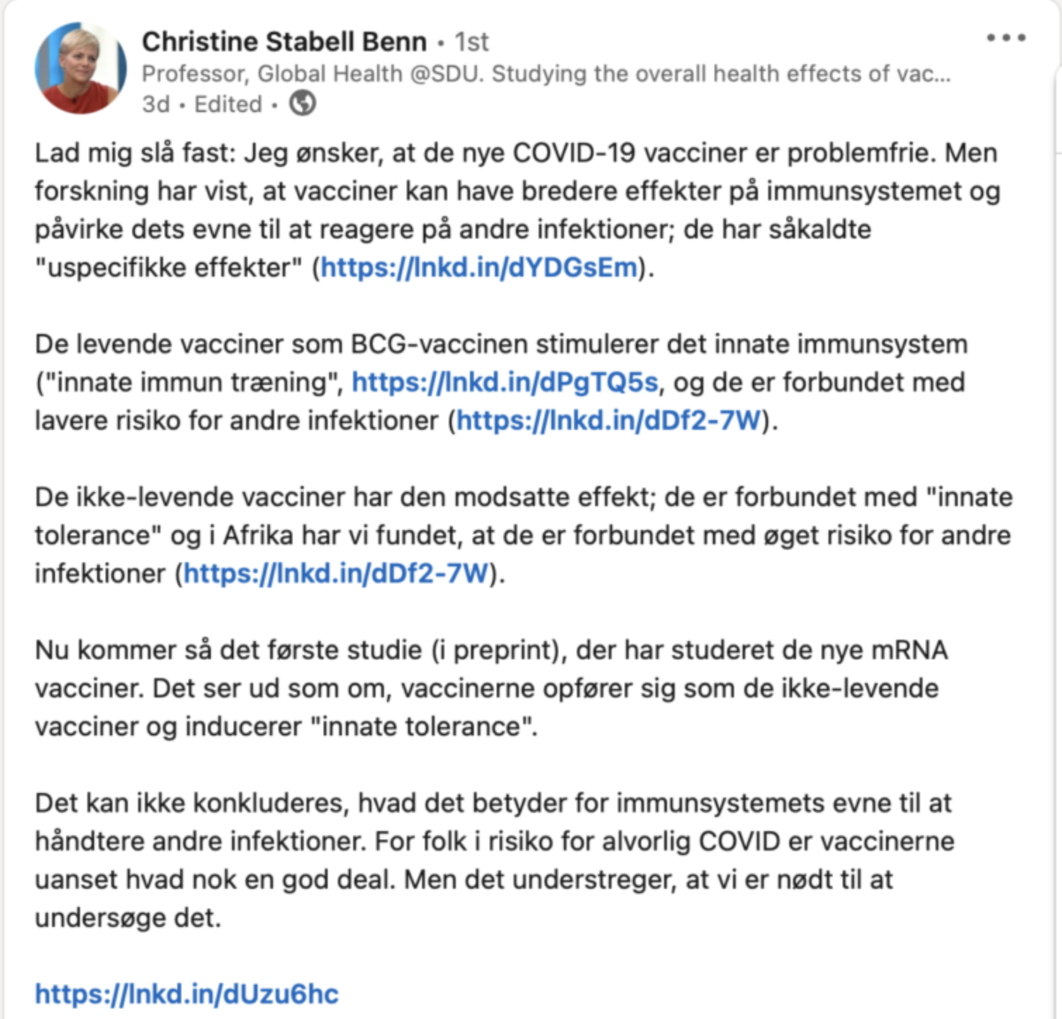 Christine Stabell Benn om uspesifikke effekter